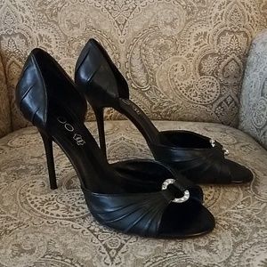 Aldo black pumps with silver rhinestone detail